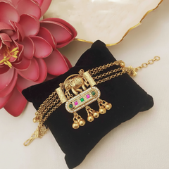 Jadau Nakshi Elephant Pendant Braclet - BG00640