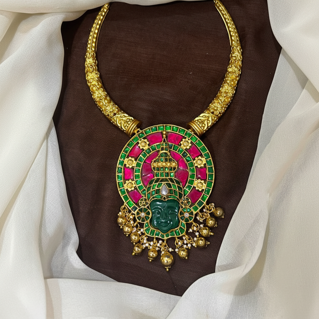 Jadau Pendant with Kante Set - KN00668