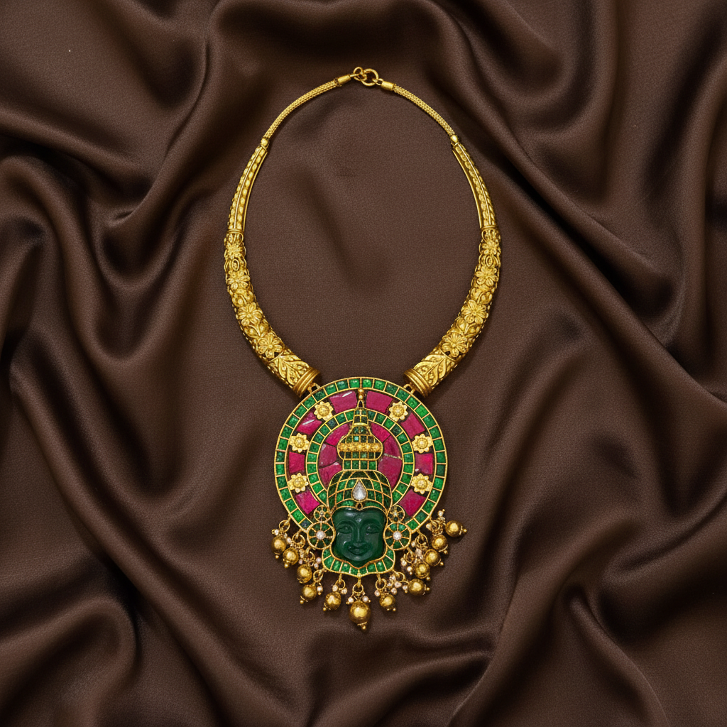 Jadau Pendant with Kante Set - KN00668