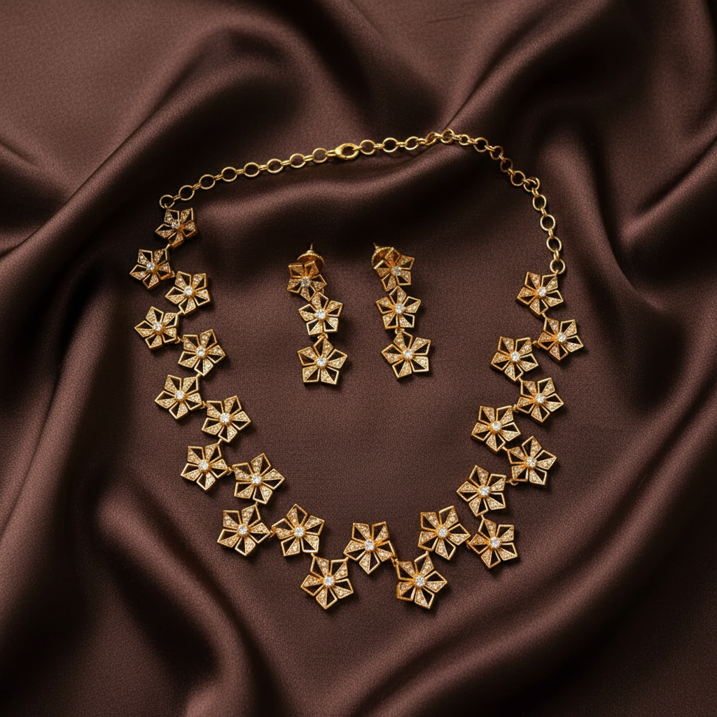 White Stone Star Necklace - NN00856