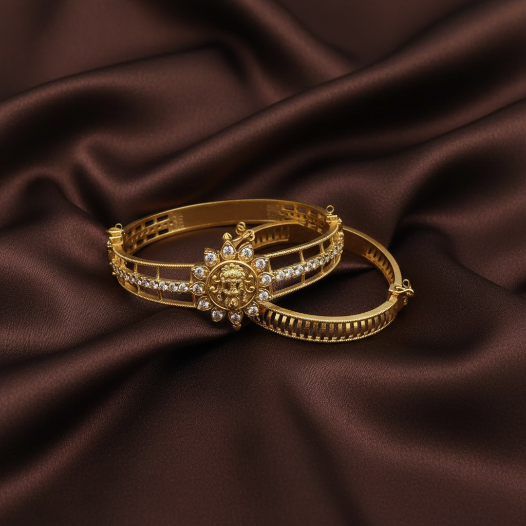White Stone Lakshmi Kada Openable Bangle - BG00645