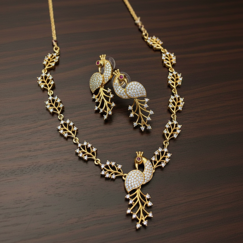 White CZ Peacock Set - NN00879