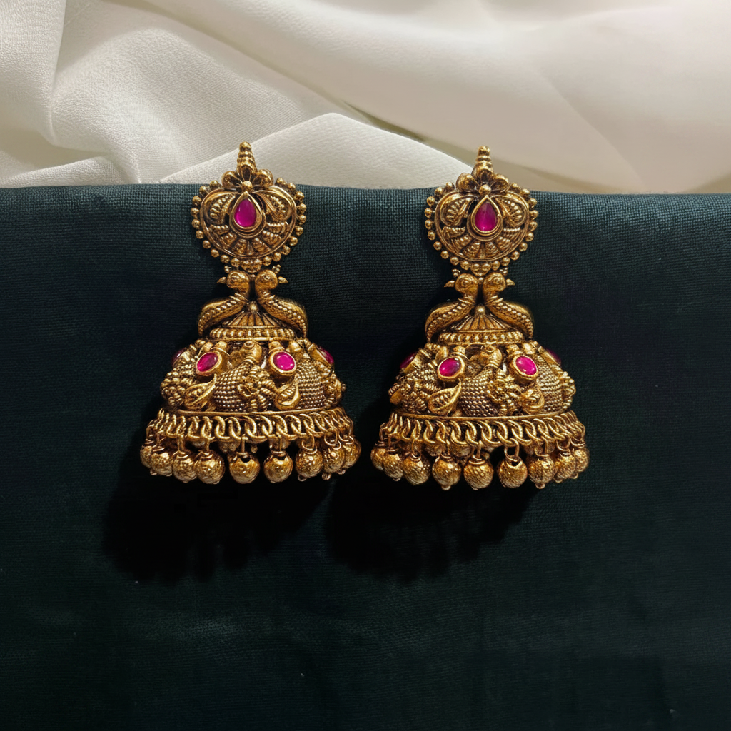 Jadau Nakshi Traditional Jhumki - KE00583