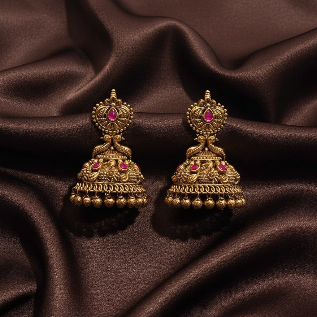 Jadau Nakshi Traditional Jhumki - KE00583
