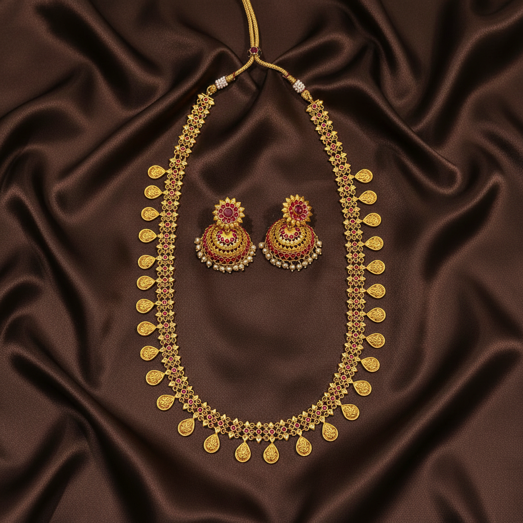 Lakshmi Kaasu Traditional Haram With Jhumki - NH00427
