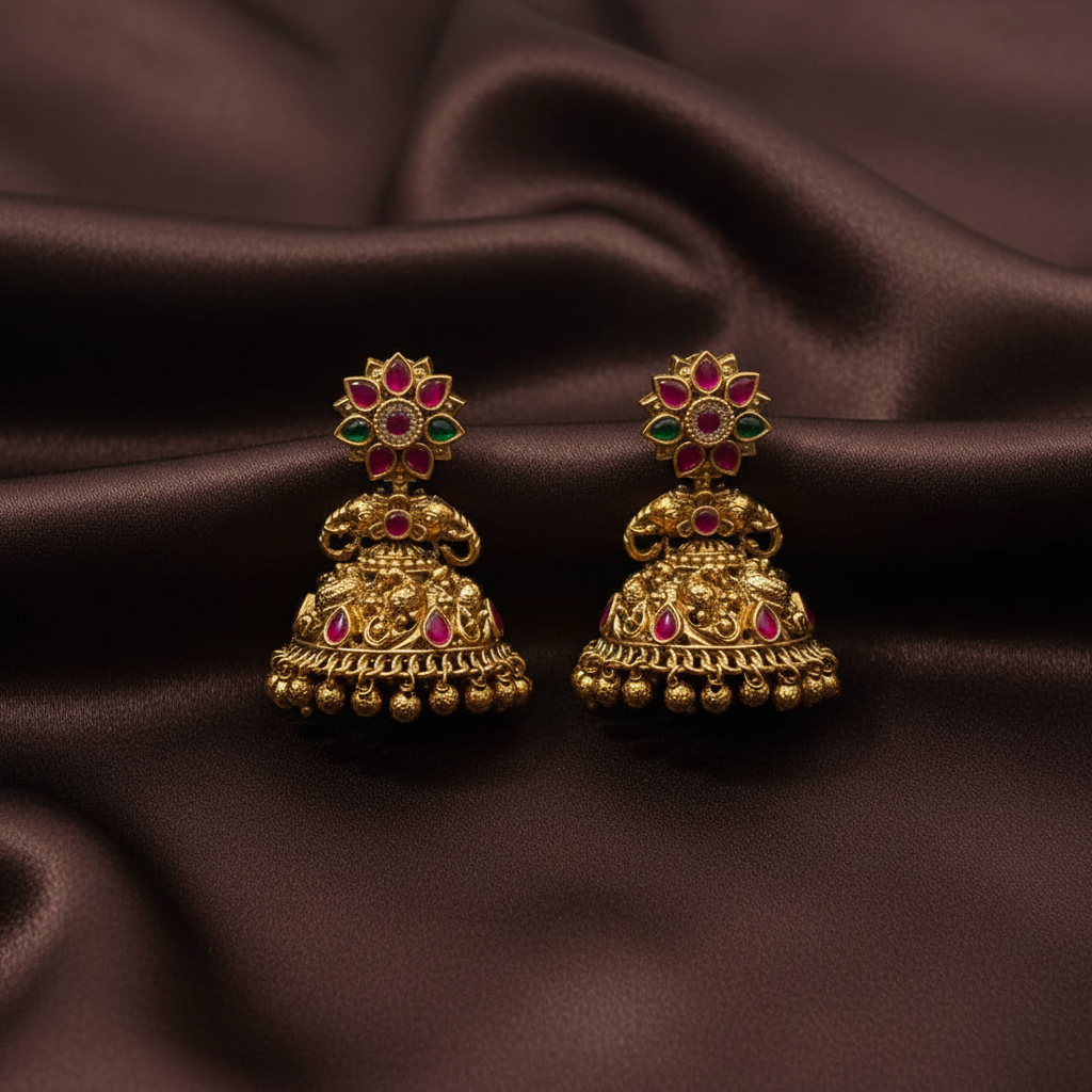 Jadau Multi Flower Jhumkis - KE00581