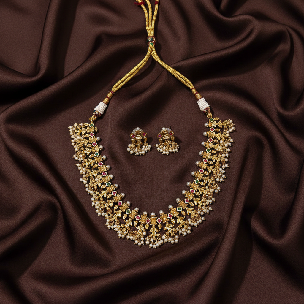 Antique Nakshi Guttipusalu With Earrings - NN00868