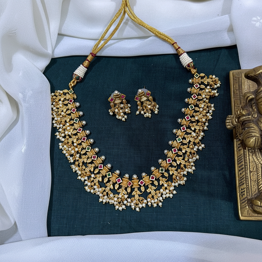 Antique Nakshi Guttipusalu With Earrings - NN00868