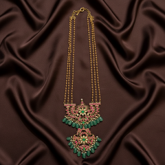 Jadau Rani Pendant With Antique Beads 3 line Haram - KH00218