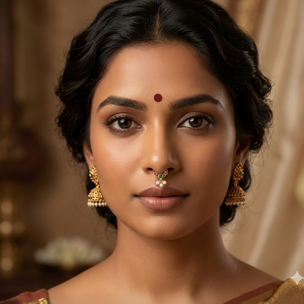 Beautiful Stone Septum Nose Ring in Kundan - NR0016