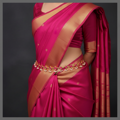 Jadau Ruby Waist Belt With Pearls - WB0011
