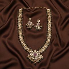 Victorian Haram with Mozonites And Emerald Beads - VH0043