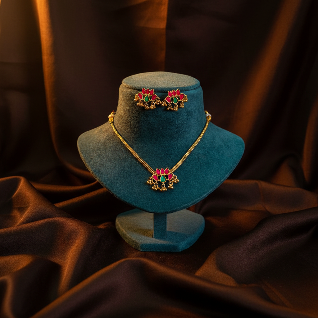 Jewelry Set on Dark Brown Silk