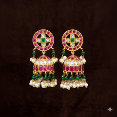 Jadau Bottu Screw Back Jhumki - KE00597