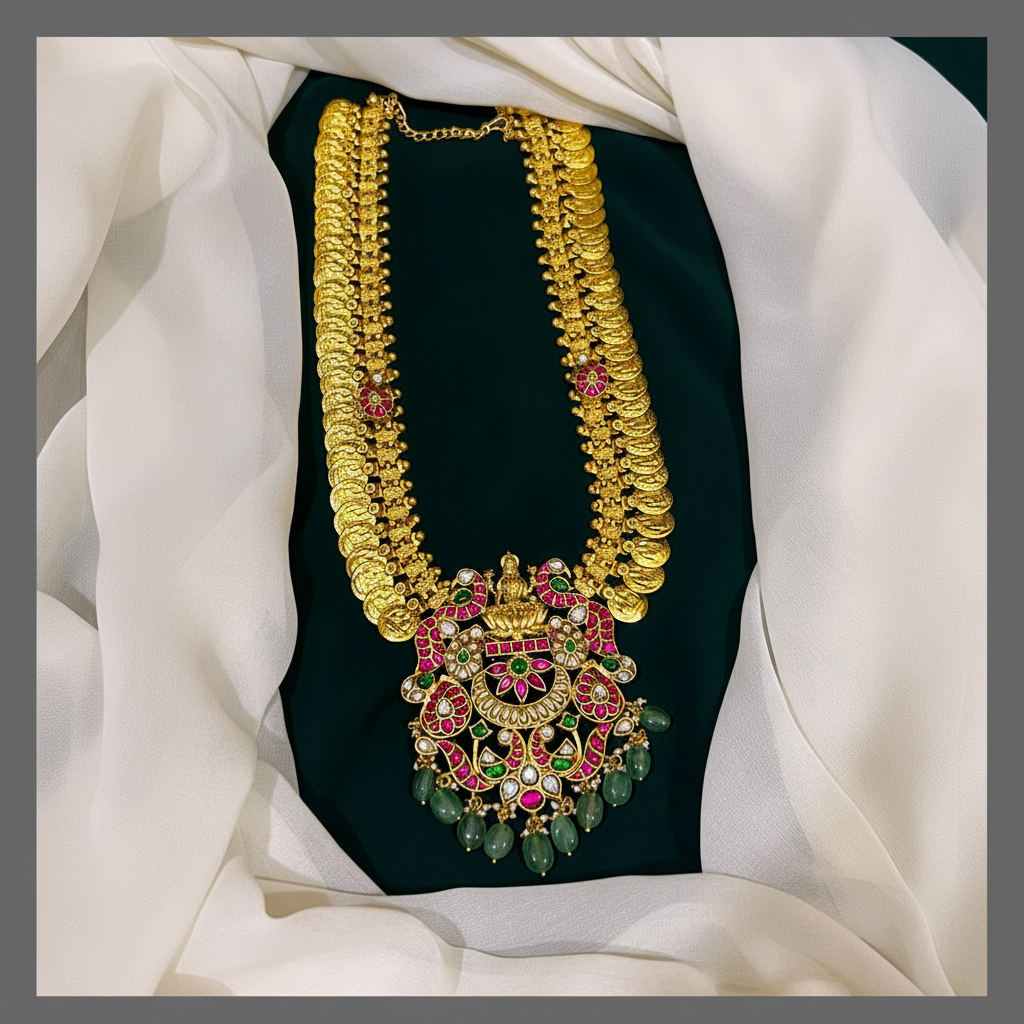 Kashu Mala with Lakshmi Pendent in Kundan - KH00177