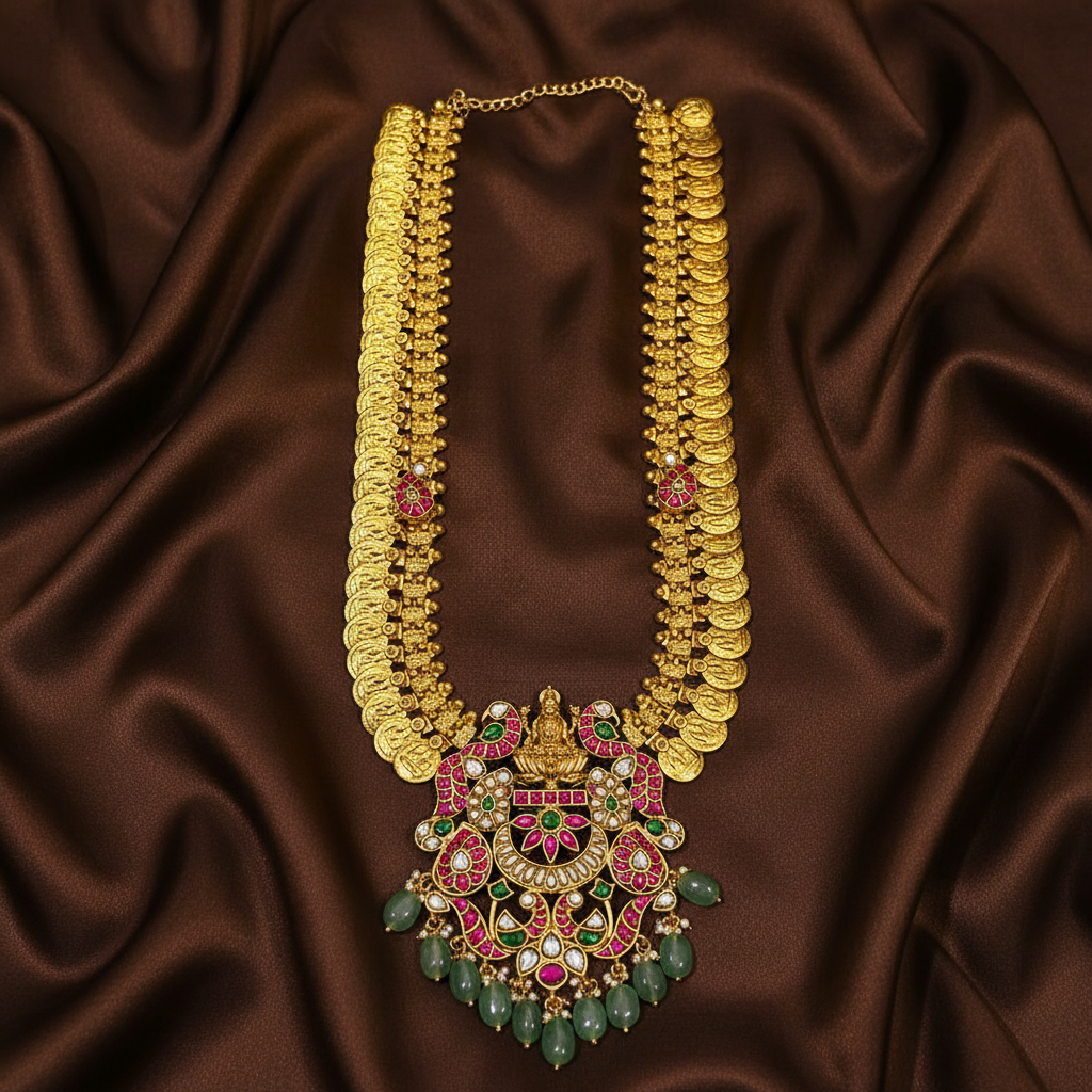 Kashu Mala with Lakshmi Pendent in Kundan - KH00177