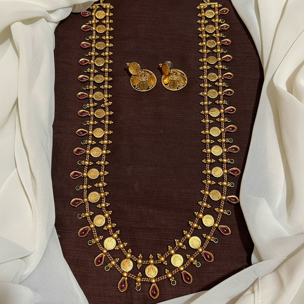 Kasu Thin Chain Long Haram in Multi Stone - NH00481
