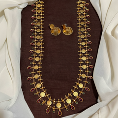 Kasu Thin Chain Long Haram in Multi Stone - NH00481