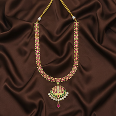 Jadau Stone Vintage Lotus Necklace - KN00634