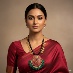 Jadau Black Dori With Chand Bali Pendant - BD00153