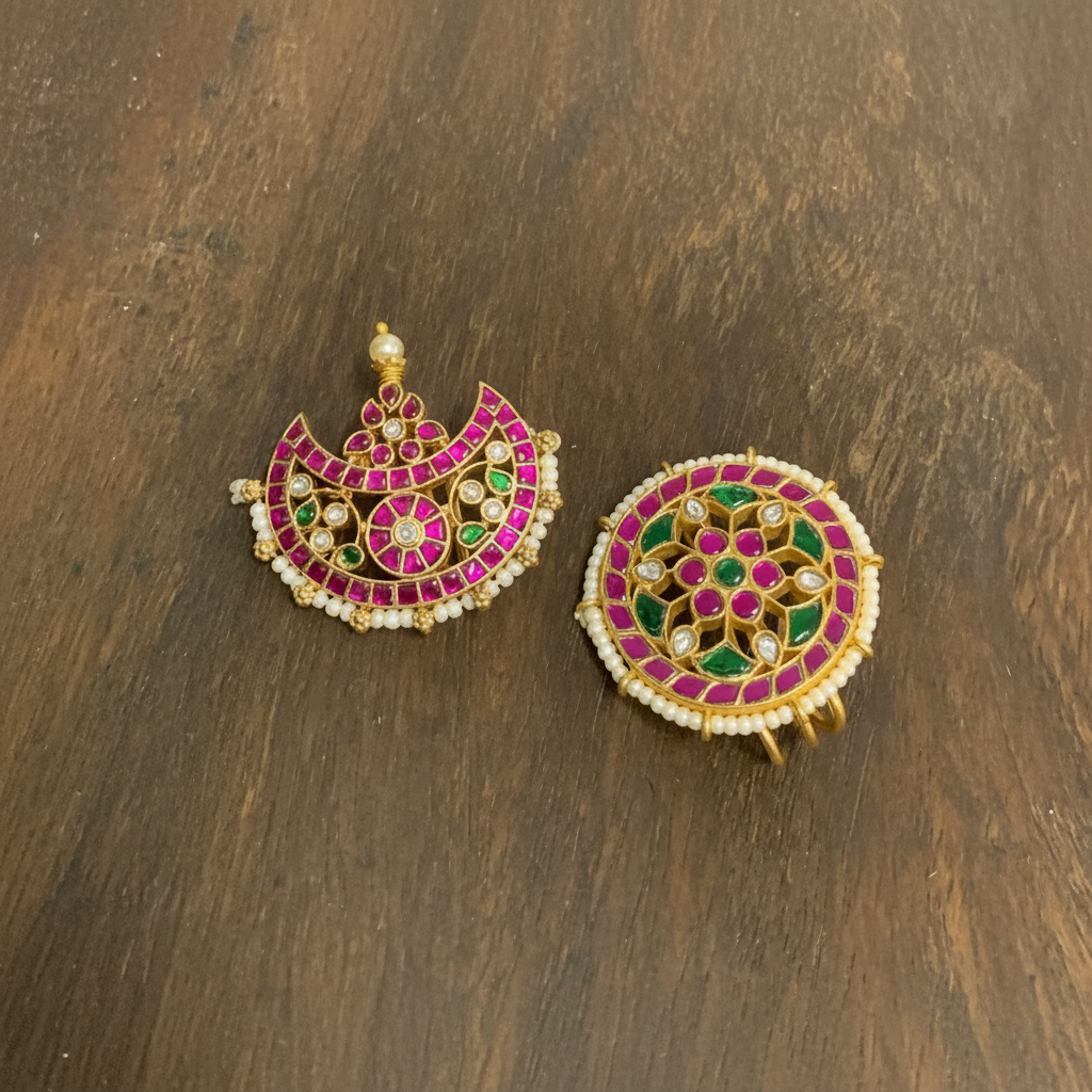 Jadau Sun and Moon Patter Hair Accessory - HA00238