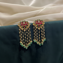 Beautiful Lotus Stud Pearl Drops - KE00593