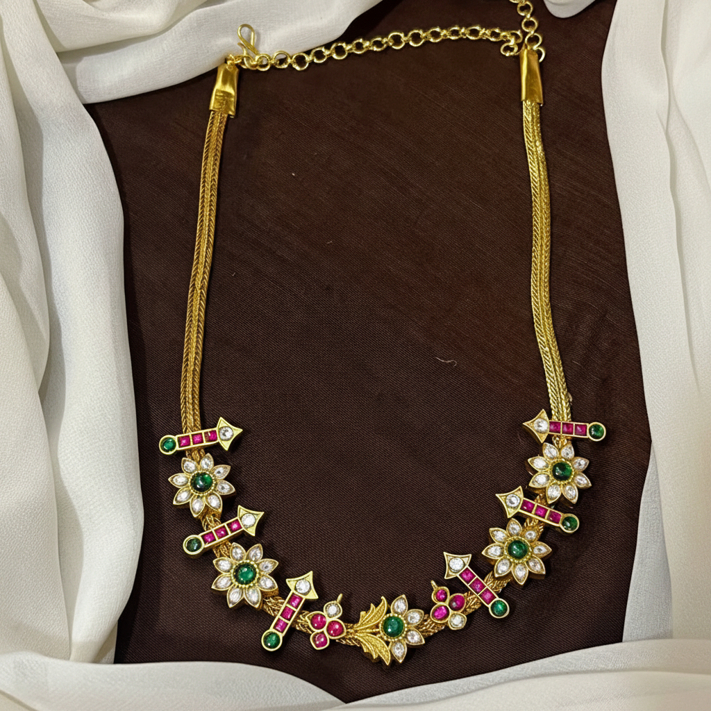 Jadau Kundan Simple Necklace - KN00667