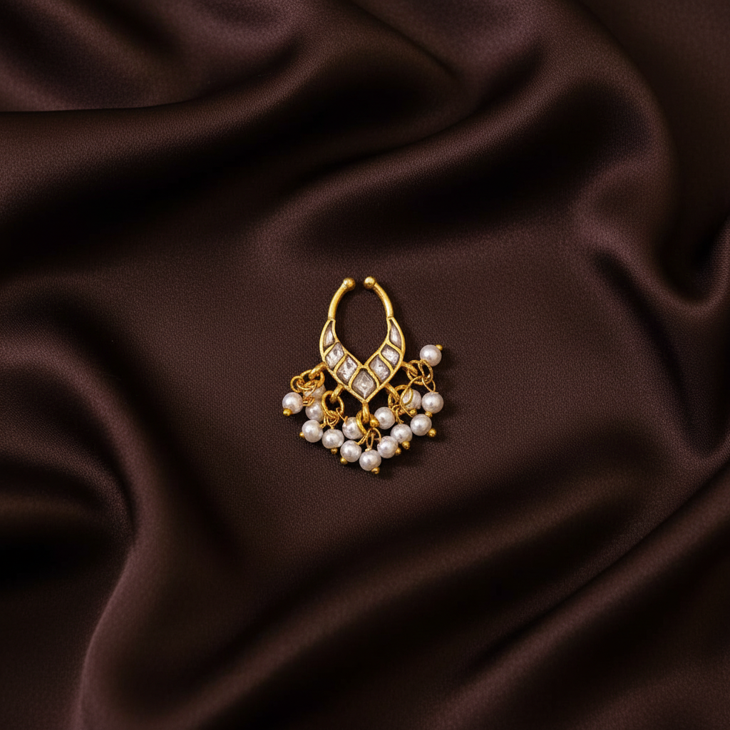 Beautiful Nose Ring With Pearls - NR0039