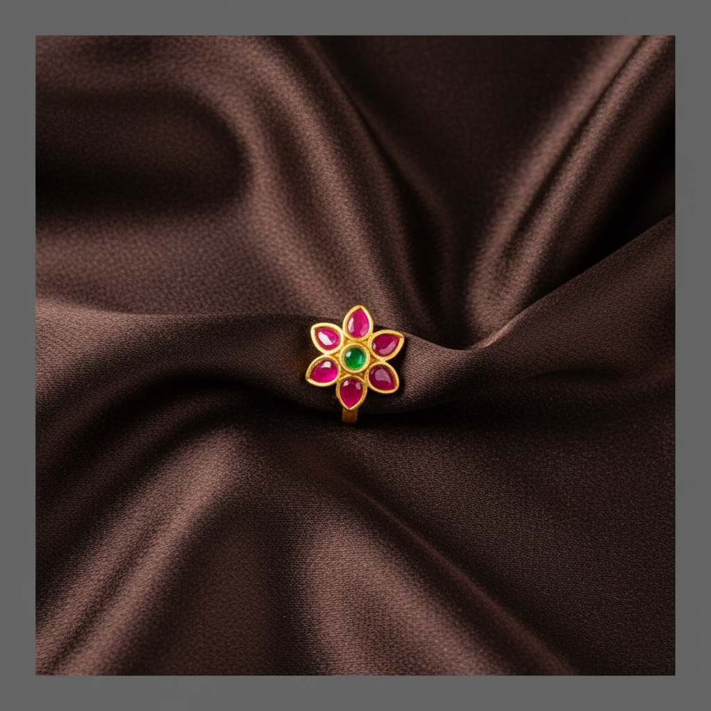 Flower Nose Ring In Kundan - NR0013