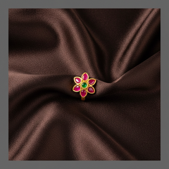 Flower Nose Ring In Kundan - NR0013