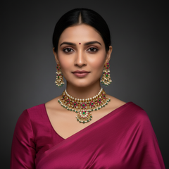 Jadau Choker With Earrings - KN00653