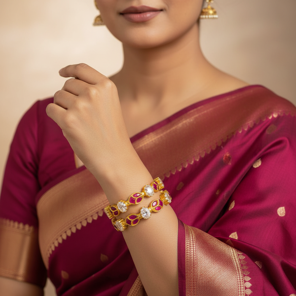 Mango Jadau Mozonite Openable Bangle - BG00669