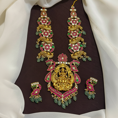 Jadau Neckalce With Lakshmi Pendant and Earrings - KN00640