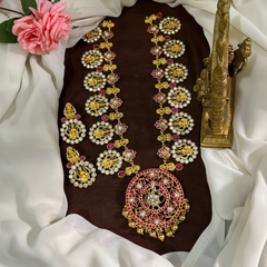 Jadau Lakshmi Long Haram With Jadau Stone Pendant - KH00430