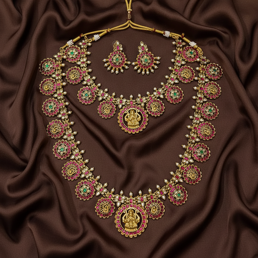 Kempu Stone Lakshmi Bottu Combo - BR0072