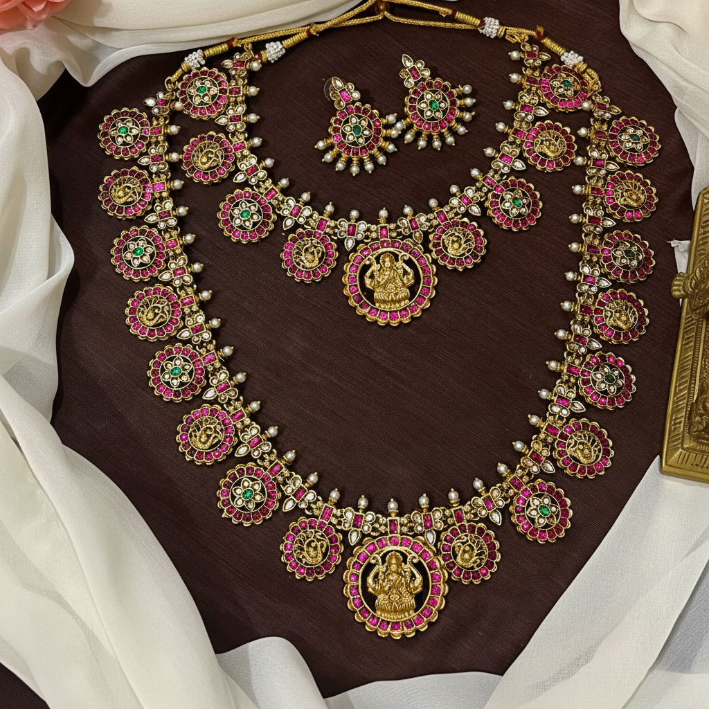 Kempu Stone Lakshmi Bottu Combo - BR0072
