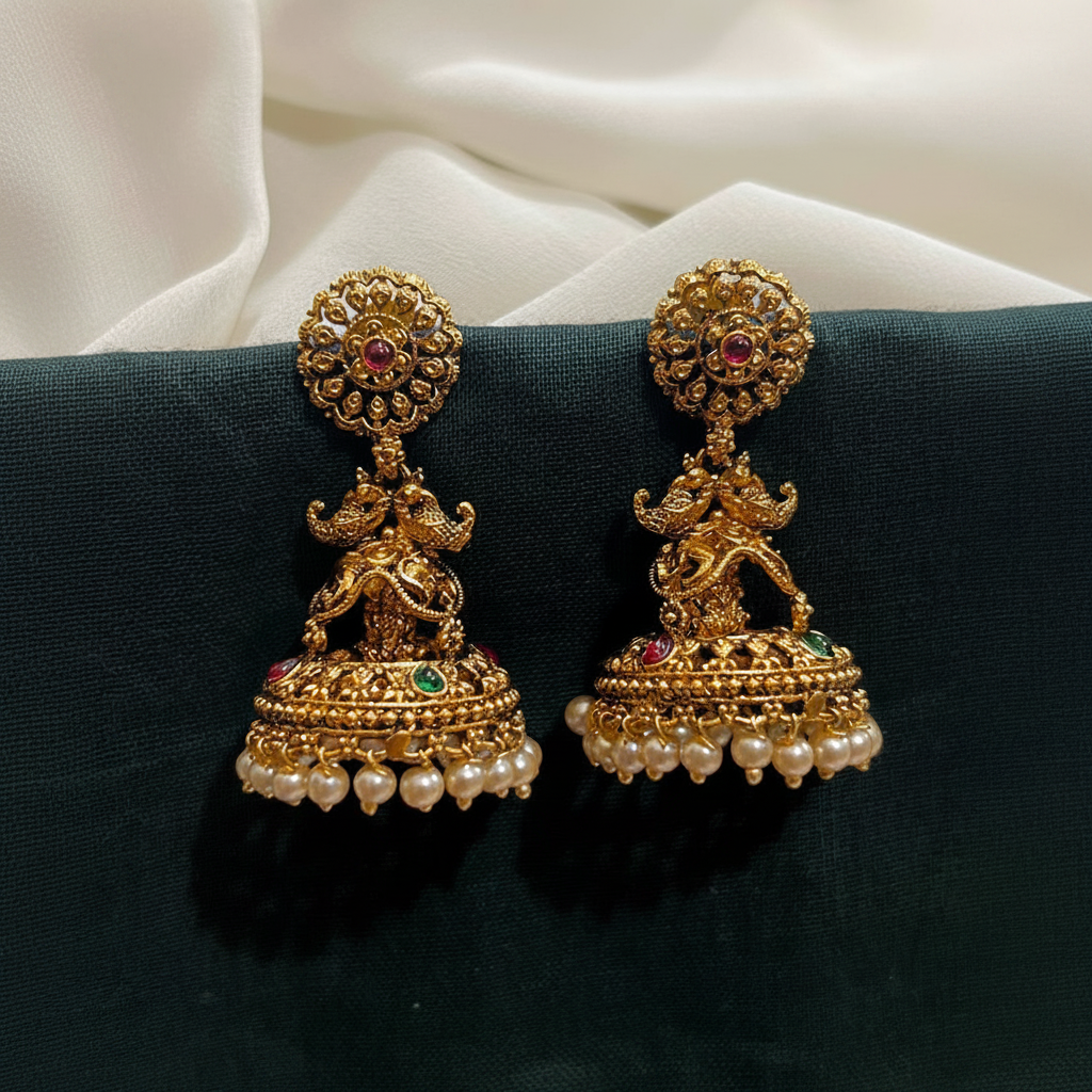 Nakshi Temple Collection Jhumki - NE00639