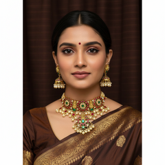 Jadau Choker With Ear Studs - KN00636