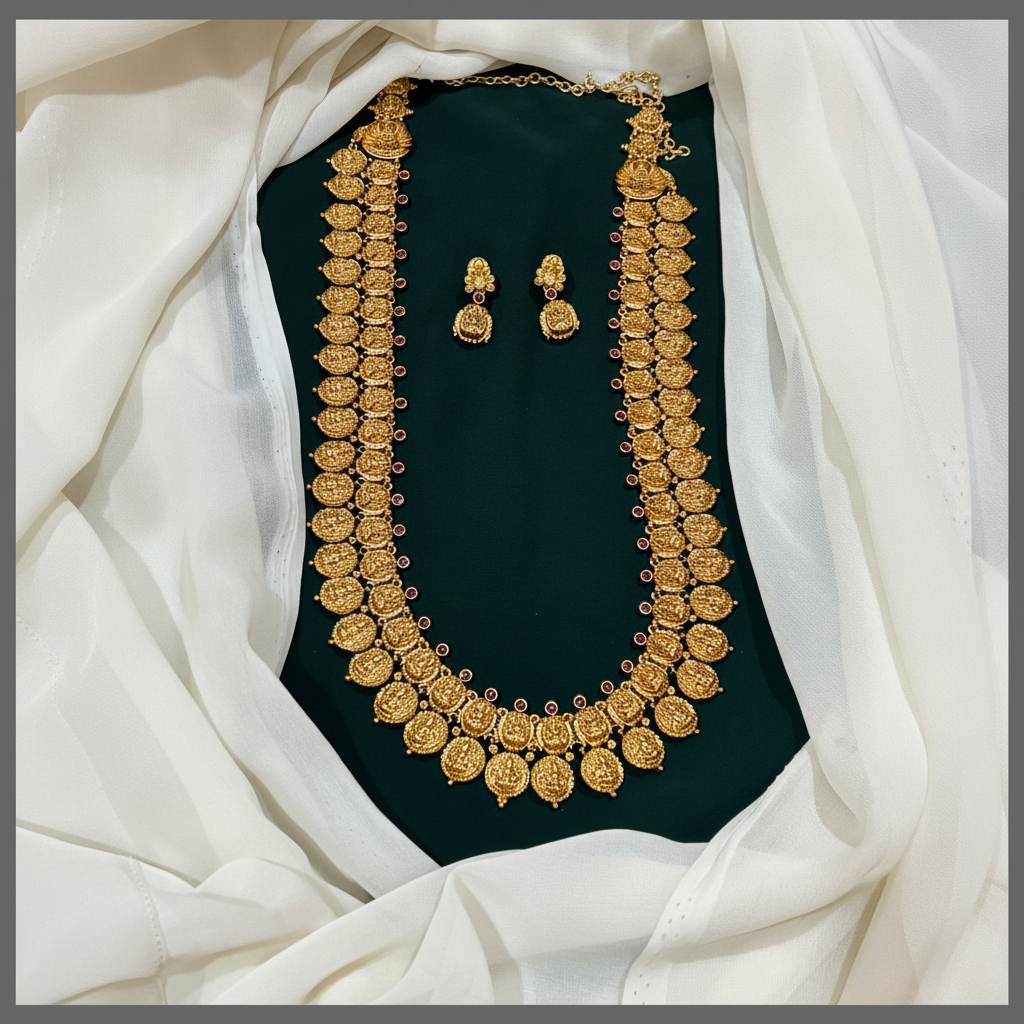 Beautiful Double Layer Lakshmi Haram In Nakshi - NH00233