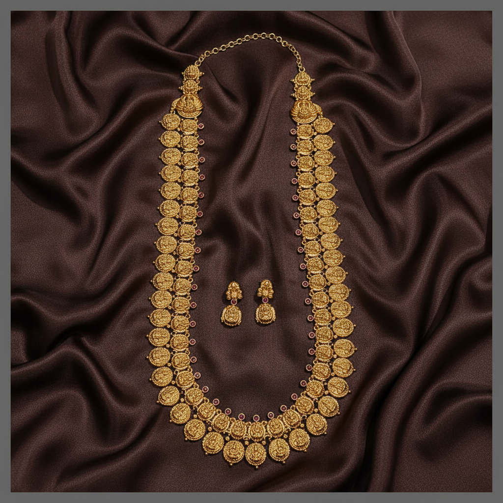 Beautiful Double Layer Lakshmi Haram In Nakshi - NH00233