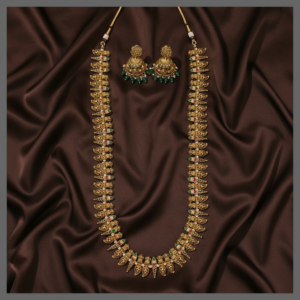 Antique Lakshmi and Mango Haram In Nakshi - NH00239