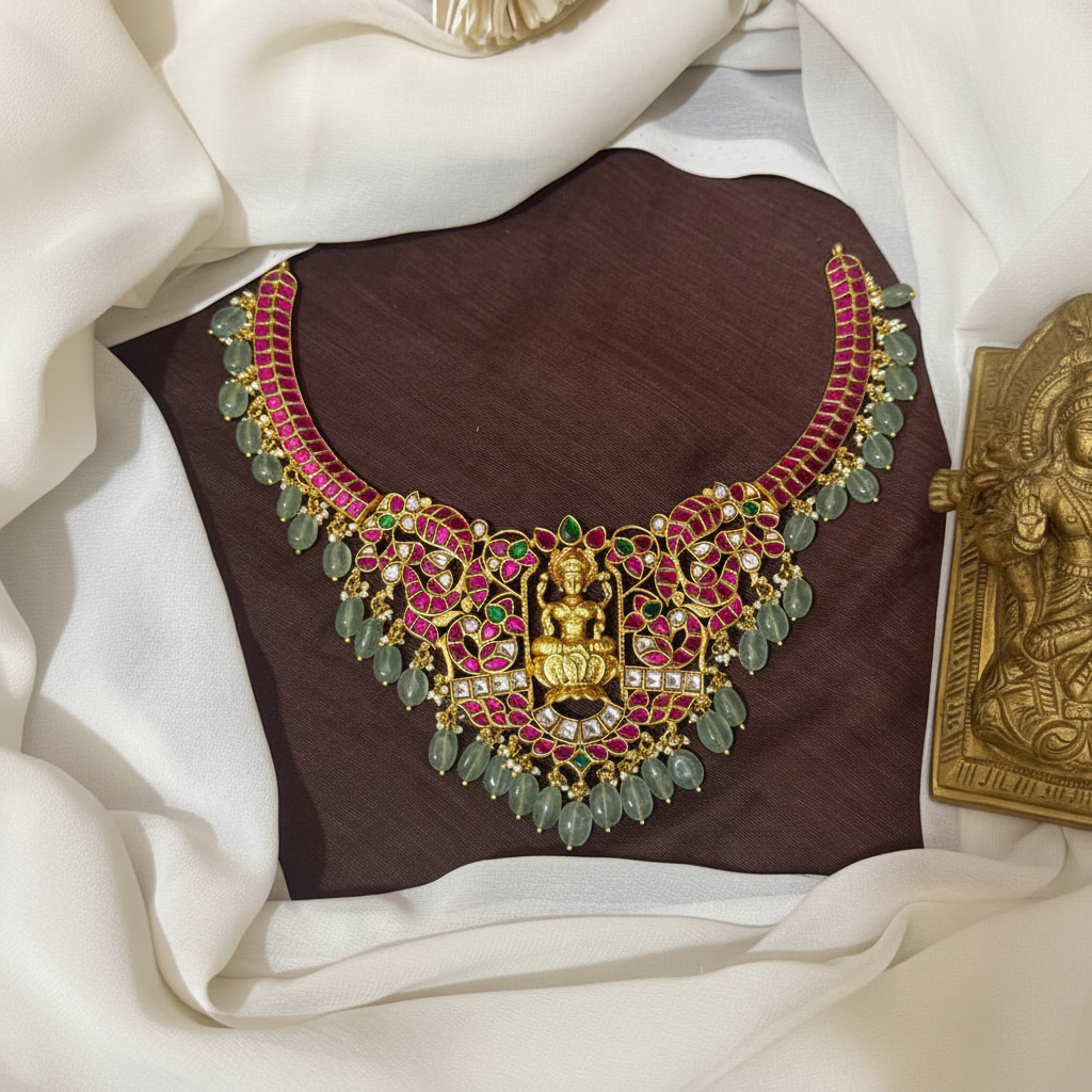 Jadau Stone Lakshmi Kante set - KN00661