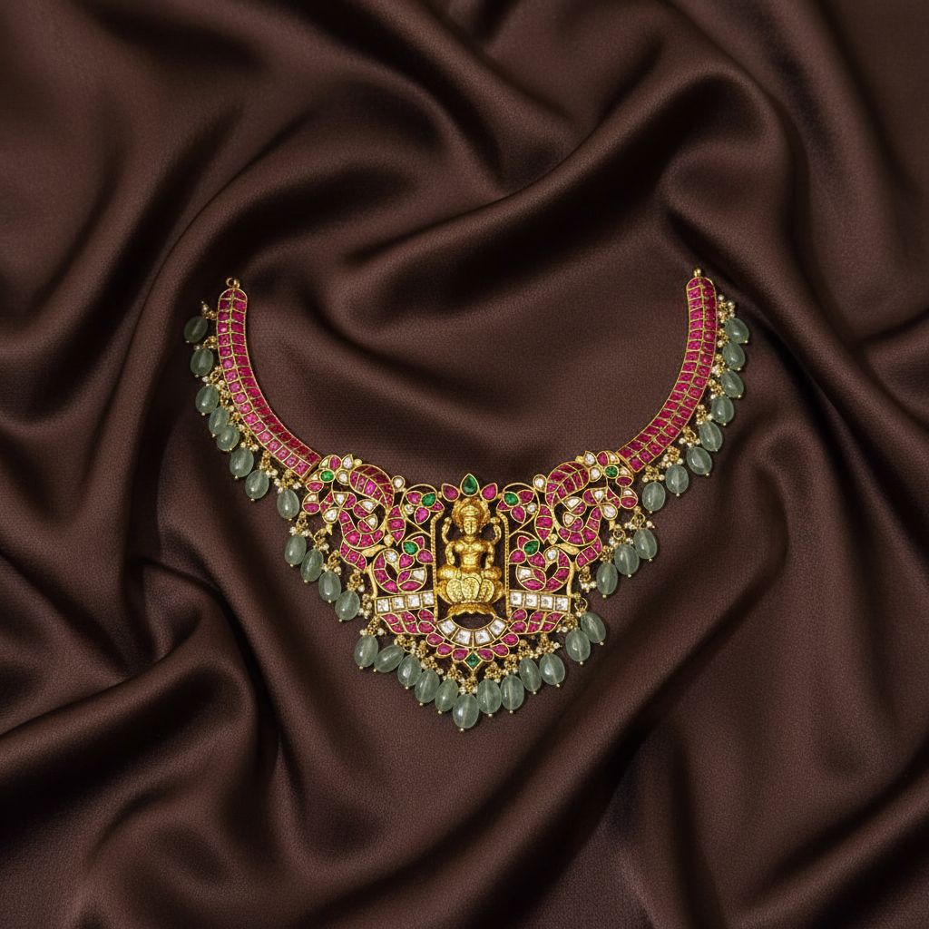 Jadau Stone Lakshmi Kante set - KN00661