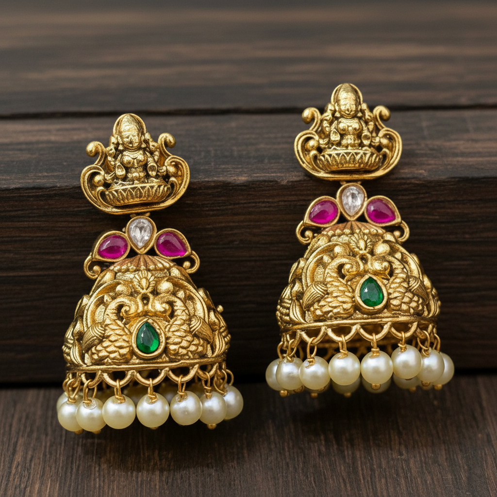 Jadau lakshmi Jhumki - KE00588