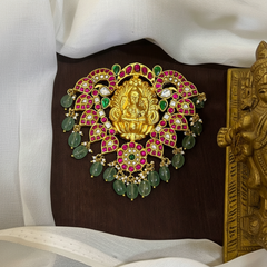 Jadau Leaf Pattern Lakshmi Pendant - KP00202