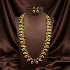 Jadau Mango Long Haram With Earings - KH00427