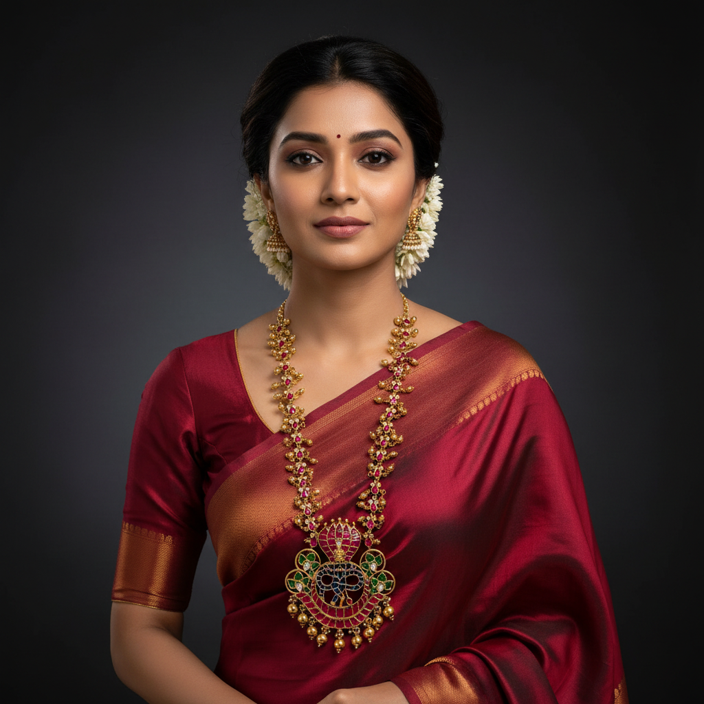 Royal Jadau Long Haram With Krishna Pendant - KH00391