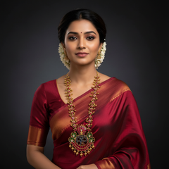 Royal Jadau Long Haram With Krishna Pendant - KH00391