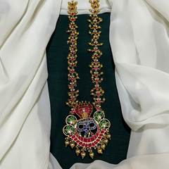 Royal Jadau Long Haram With Krishna Pendant - KH00391