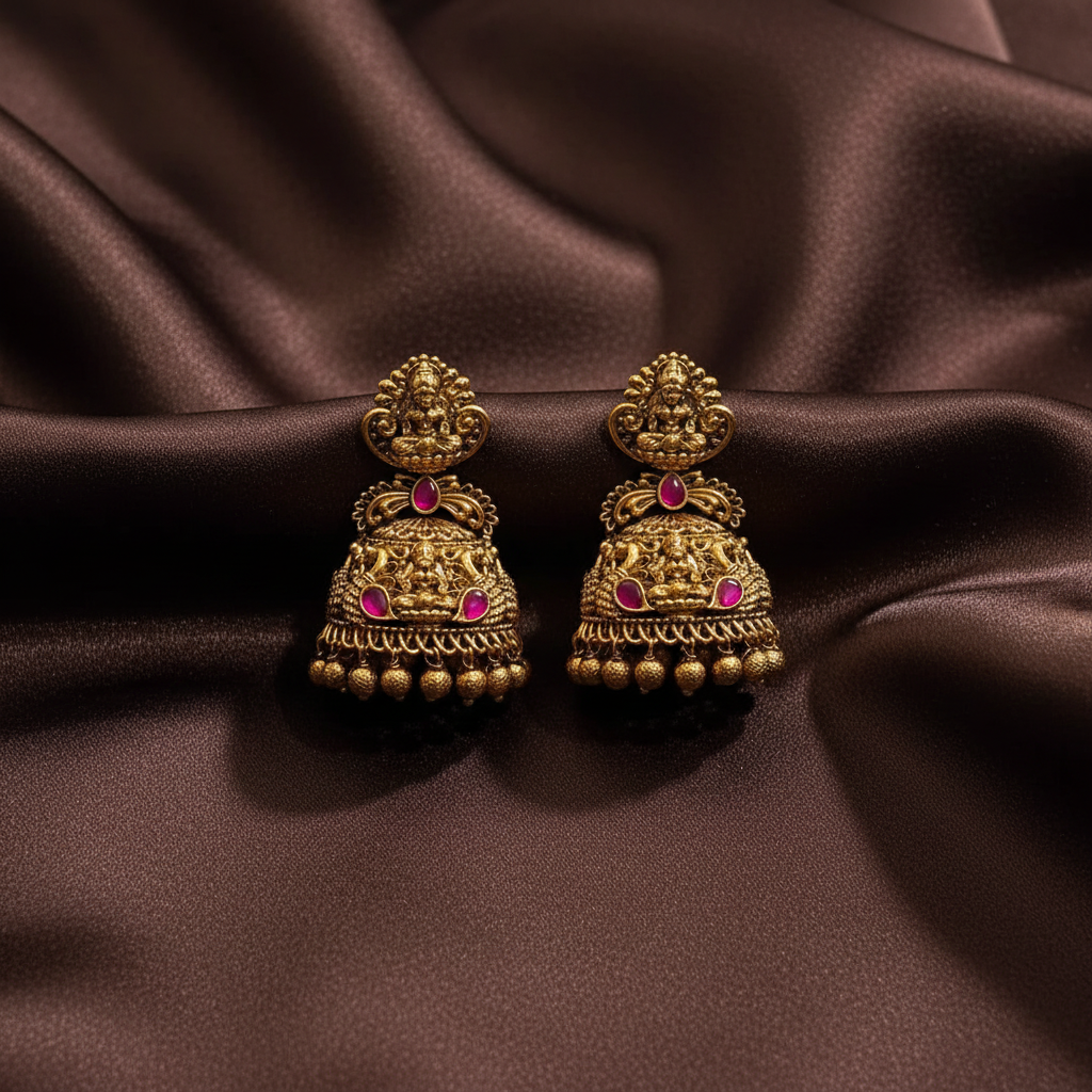 Jadau Lakahmi Nakshi Jhumkis - KE00579